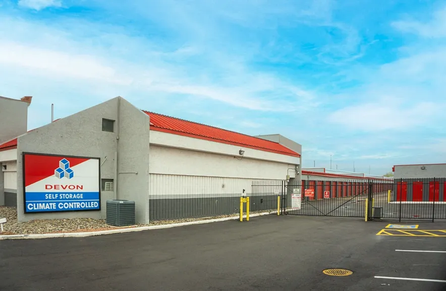 Devon Self Storage facility with climate-controlled units and secure gated entry